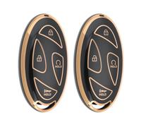 LT Easiyl 2Pcs 7-Button Key Fob Cover Compatible with Hyundai Loniq 6 5 Compatible with Kona SX2 EV (Black Gold Edge)