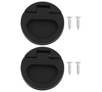 LT Easiyl 2pcs Flush Pull Ring Handle with Screw 43.5x7mm for Plane Drawer Door Closet Black
