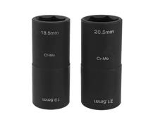 LT Easiyl 2pcs Impact Socket 1/2-Inch Drive 6-Point Thin Wall Double Ended Impact Flip Socket Bundle 18.5x19.5mm 20.5x21.5mm Impact Wrench Nuts Compatible with Ford