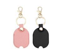 LT Easiyl 2Pcs Leather Car Key Sleeve Leather Key Holder Key Fod Protector Car Key Ring Replacement for Car and House Keys 7x4.5x5.51cm (Pink Black)