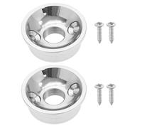LT Easiyl 2pcs M9 Guitar Jack Board Metal Cover Plate Socket Metric Threaded Jack Baffle Fixing Cover Suitable for Electric Guitars, Silver