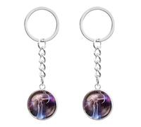 LT Easiyl 2pcs Zodiac Nightlight Keychains 12 Constellations Luminous Keychain Nightlight Keyring Luminous Glass Sphere Constellation Key Chain for Men Women, Sagittarius