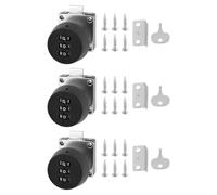 LT Easiyl 3Pcs 3-Digit Combination Lock Security Combination Lock Keyless Cabinet Door Lock for File Cabinets, Mailboxes, Lockers, and Drawers (Black)