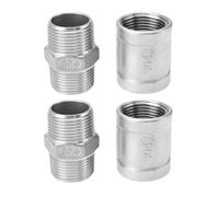 LT Easiyl 4 Pcs 3/4 Inch to 3/4 Inch Female & Male BSP Thread Coupling 304 Stainless Steel Hex Coupling Connector Thread Pipe Fitting Kit for Pipe Connecting Conversion
