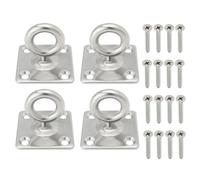 LT Easiyl 4 Sets 360° Rotating Ceiling Hooks 304 Stainless Steel Eye Pad Plate with Screws for Seawater Environment Operation and Yoga Swings Hammock Wire Diameter 8mm