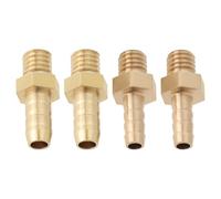 LT Easiyl 4PCS Brass Barb Hose Tail Connector Metric M6x1.0-4mm and M6x1.0-5mm for Pond Pool Hose Pipe Adapters Hose Barb Tail Connector Male Thread Pipe Fitting Gold