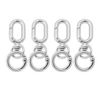 LT Easiyl 4pcs Double Opening Metal Spring Snap Hooks Clips Zinc Alloy Double Opening Swivel Spring Hooks Clips Swivel Lobster Claw Clasp with Spring for DIY Keychains Bags Purses Silver