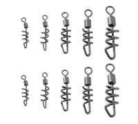 LT Easiyl 50 x Fishing Swivels with Snap Corkscrew Artificial Baits Connector for Saltwater and Freshwater Fishing Equipment 2# 4# 6# 8# 10#