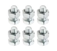 LT Easiyl 6Pcs M6x12mm Motorcycle Battery Terminal Nut and Bolt Kit Zinc Plated Steel Bike Scooter Cross Hex Bolts with Hex Nuts