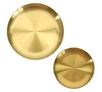 LT Easiyl Pack of 2 Gold Tray Round Storage Tray Stainless Steel Round Tray Golden Circular Decorative Plate for Living Rooms Bathrooms Hotels Restaurants