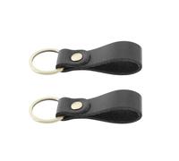 LT Easiyl Pack of 2 Retro Vintage Genuine Leather Metal Key Ring Keychain Strap for Car Key Apartment Key Home Key Ring Strap Holder Lanyard, Black