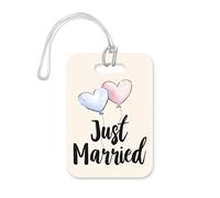 LT025 Just Married Novelty Funny Unique Designer Gift Glossy Plastic Suitcase Luggage Tag