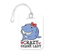 LT117 Crazy Shark Lady Novelty Funny Unique Designer Gift Glossy Plastic Suitcase Luggage Tag