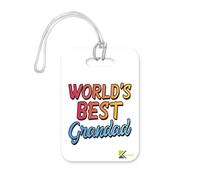LT425 World's Best Grandad Novelty Funny Unique Designer Gift, Suitcase, Glossy Plastic Luggage Tag for Grandad