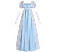 LTAKK Regency Dress Women Empire Waist Victorian Dress Tea Party Blue XXL