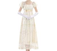 LTAKK Regency Dresses Empire Waist with Gloves Victorian Ball Gown Golden M