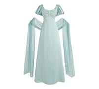 LTAKK Regency Dresses for Women High Waist Victorian Dresses Gown Blue S