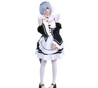 LTAKK Rem Ram Cosplay Maid Dress Uniform Complete Set - Re: Zero Costume for Halloween Party Dress Up L