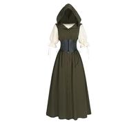 LTAKK Renaissance Costume Women Medieval Dress Ren Faire Hooded Dresses with Corset, Medium