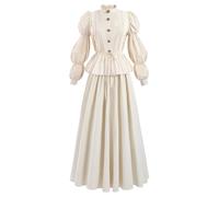 LTAKK Victorian Dress Women Edwardian Dresses 1800s Vintage Medieval Renaissance Costume 2-Piece