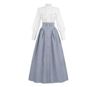 LTAKK Victorian Dress Women Edwardian Dresses 1800s Vintage Medieval Renaissance Costume 2-Piece