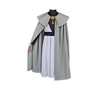 LTAKK Vintage Wizard Master Robe Qifrey Costume Medieval Magic Cloak with Hat for Men Cosplay Halloween Carnival Gray XXL