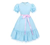 LTAKK Women Grady Twins Costume Creepy Doll Twins Dresses Adult Scary Halloween Cosplay Blue Chiffon #B, Large