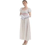 LTAKK Women Regency Dress with Ribbon Medieval - Victorian Dresses White S
