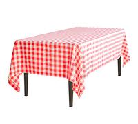 LTC LINENS 60 in. x 102 in. Red and White Checkered Rectangular Tablecloth - Red Gingham Table Cloth for 6 Feet Rectangle Table - Stain Resistant, Washable Fabric Plaid Table Cover for Picnic, Party
