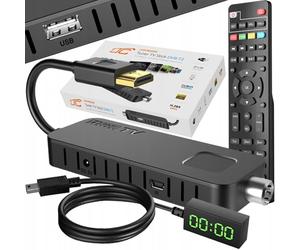 LTC Mini DVB-T2 HD Stick Receiver, H.265 HEVC Decoder, Full HD 1080p, 2-in-1 learning remote control, PVR recording, USB, HDMI, infrared sensor, Black