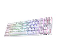 LTC NB681 Nimbleback Wired 65% Layout Mechanical Keyboard, RGB Backlit Ultra-Compact 68 Keys Gaming Keyboard with Hot-Swappable Tactile Brown Switch and Stand-Alone Arrow/Control Keys, White