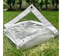 LTCANOPY Clear Tarp 8' x 20'/2.5Mx6M, 20 Mil Clear Vinyl Tarp, Small Cover Clear Plastic Sheeting with Grommets, Double-stitched Reinforced Edges, Heavy Duty Tarps Waterproof and Tearproof