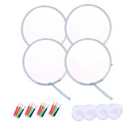 LTCT Folding Fan DIY Hand Folding Fans Blank Round Handheld Fans White Fodable Fans Decoration Fan Can be Written and Drawn with 16PCS Color Pens, 4PCS Fans and 4PCS Bags