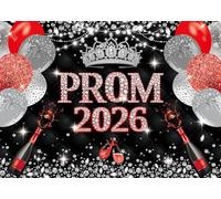 LTDKAEN 6×4Ft Black Red Prom 2026 Backdrop Prom Night Congrats Grad Photography Background Class of 2026 Graduation Party Decoration