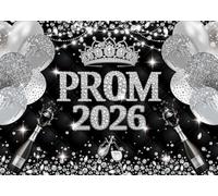 LTDKAEN 6×4Ft Black Silver Prom 2026 Backdrop Prom Night Congrats Grad Photography Background Class of 2026 Graduation Party Decoration