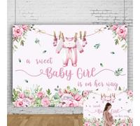 LTDKAEN 6×4Ft Pink a Sweet Baby Girl is on Her Way Backdrop