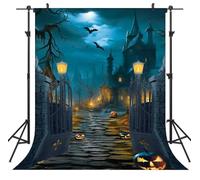 LTDKAEN 6x8ft Halloween Haunted House Scene Backdrop Ancient Castle Halloween Night Photography Background Mysterious Castle Scene Wall Decorations