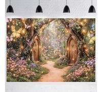 LTDKAEN 7×5Ft Enchanted Forest Backdrop Spring Floral Garden Wonderland Photography Background Fairy Tale Magic Wonderland Party Banner Decoration