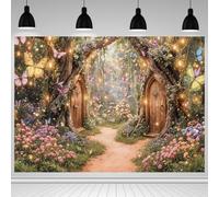 LTDKAEN 8×6Ft Enchanted Forest Backdrop Spring Floral Garden Wonderland Photography Background Fairy Tale Magic Wonderland Party Banner Decoration