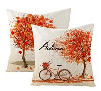 LTDKAEN Maple Leaf Cushion Covers 45x45cm Set of 2 Autumn Home Decoration Fall Maple Tree Linen Pillow Cushion Case for Sofa Bedroom