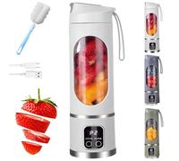 Ltdreamof Juicer Blender, Digital Display Juicer, Multimode Smart LED Display, Portable Cordless Compact Leak Proof Design for Smoothie Shakes Juicing Ice Crushing Travel Gym (White)