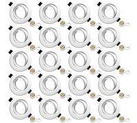 LteelDay 20-Pack Matte White Recessed Light Frames with VDE GU10 Sockets | Round metal ceiling mounting kit, size 90mm, cut-out 68-80mm. 30° swivel directional spotlight. Light bulb not included.
