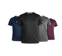 LTG PRO 4 Pack Men's Quick Dry Short Sleeve T-Shirts, Moisture Wicking Breathable Black Blue Grey Maroon Gym Active Athletic Running Tops (UK, Alpha, XL, Regular, Regular, Black, Grey, Blue, Maroon)