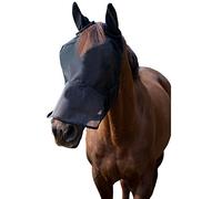 LTG PRO Horse Pony Fly Mask Full Face - Cartoon Funny Print Breathable Mesh with Ears Nose Protection, Anti-Rub Eye Darts, UV Insect Shield - Pony/Cob/Full Sizes (Black, Cob)