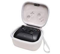 LTGEM EVA Protective Case Controller with 8Bitdo Ultimate 2/Ultimate Bluetooth Controller with Charging Dock - Shockproof, Water-Resistant, Portable Hand Strap (White)