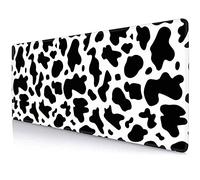LTHAOGUO Cow Print Mouse Mat, Extended Desk Mat, Large Keyboard and Mouse Pad for Women - 31.5X 11.8 in, Black and White