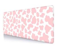 LTHAOGUO Cute Cow Print Desk Mat Mousepad, Cowhide Desk Mat Gaming Computer Mat, Aesthetic Deskpad, Pink XL Mouse Pad, Coworker Teacher Decor Accessories Gift, 31.5 X 11.8 Inch, Large