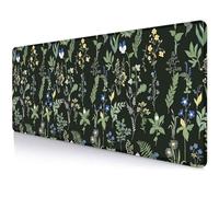 LTHAOGUO Flowers Leaf Desk Mat, Dark Boho in Floral Gaming Mouse Pad, Rubber Base XL Large Deskmat for Computer Laptop, Long Mat Desk Accessory Decor Gift, 31.5 X 11.8 Inch - Floral Dark Green
