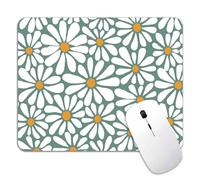 LTHAOGUO Green Daisy Flowers Mouse Pad, Abstract Retro Aesthetic Mouse Mat, Non-Slip Rubber Boho Floral Modern Art Decor Mousepad for Girly Computer Laptop Office, The Best Gift, 9.5 X 7.9 in