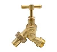 LTHERMELK Outside Tap,15mm x 1/2 inch Wall Plate Elbow with Integral Check Valve - Solid Brass Garden Tap Kit